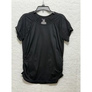 Gaiam Womens T-Shirt XXLEEG/TTG Black Short Sleeve‎ Athletic Workout Top